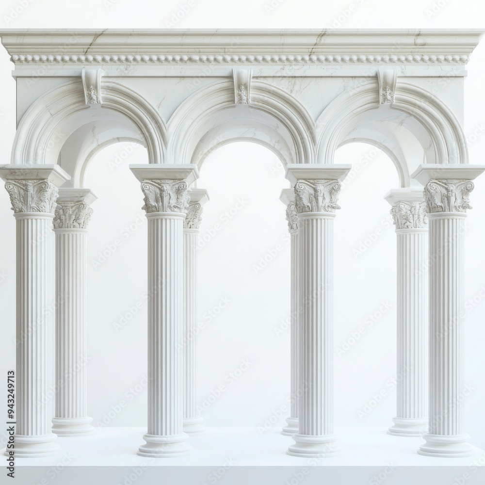 Three Classical White Columns in a Row on a Minimalist Background
Three Classical White Columns in a Row on a Minimalist Background