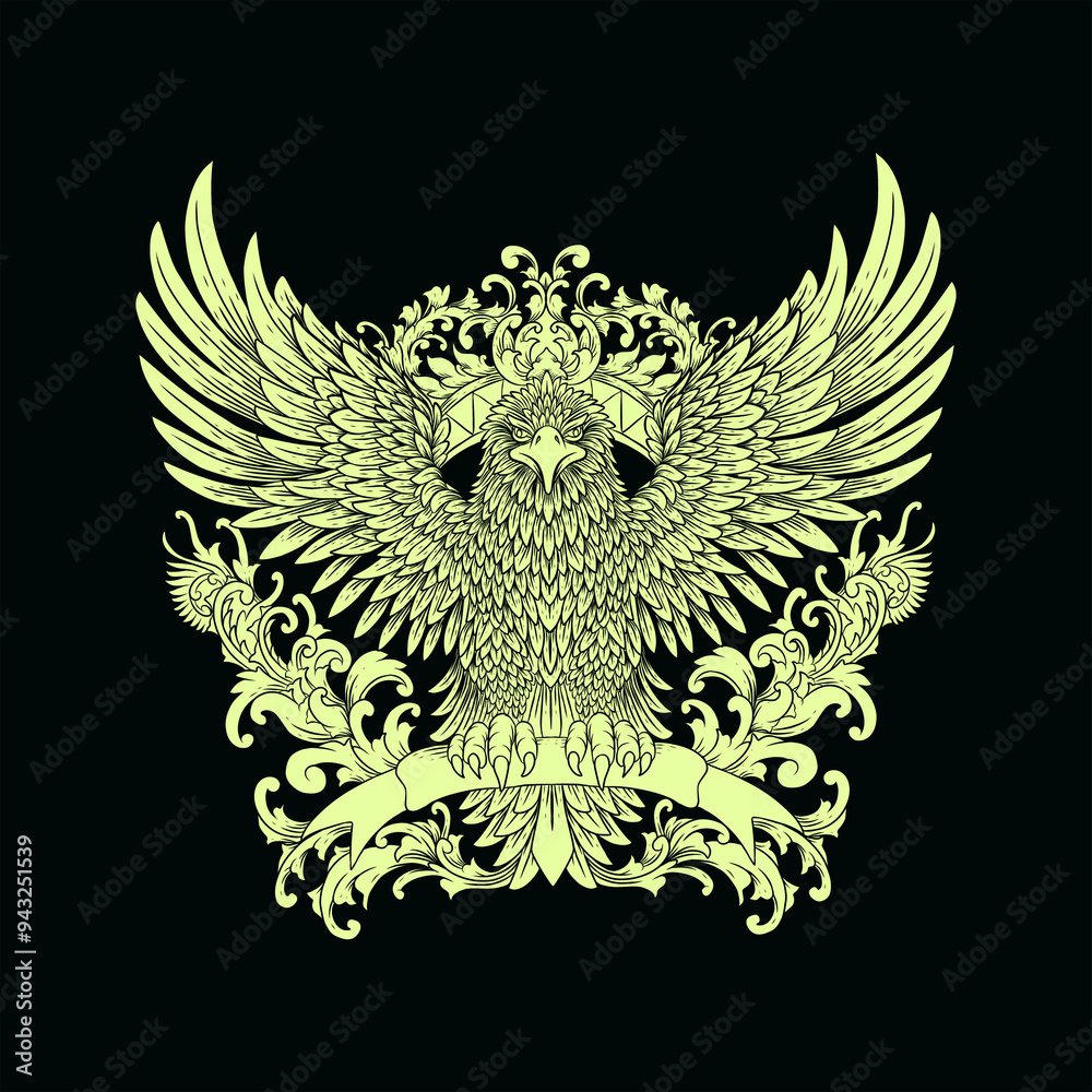 Obraz premium garuda indonesia with carving and gripping ribbon