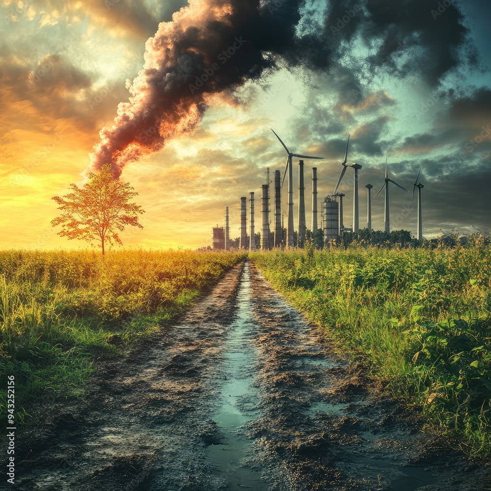 Obraz premium Decarbonization as a key element of sustainability and carbon neutrality.