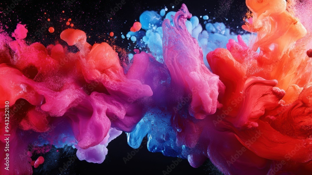 Obraz premium Vivid Abstract Color Explosion Illustrating Dynamic Forms And Energy Flowing Naturally