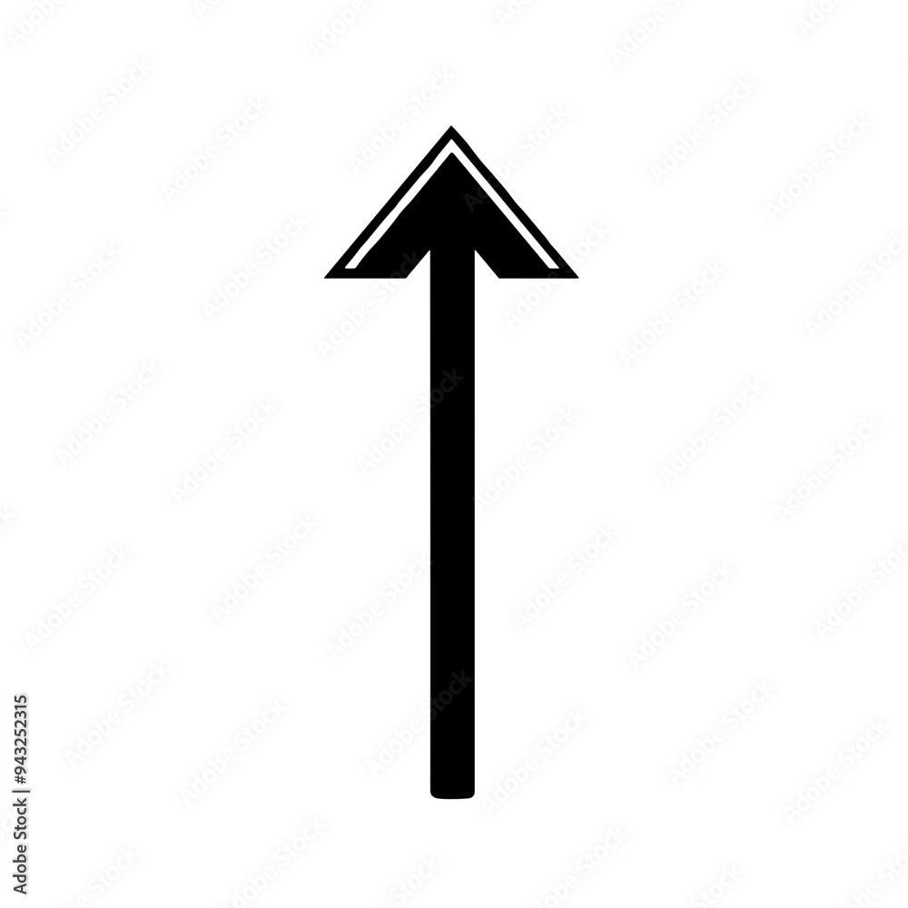 This simple upward arrow symbol serves as a visual cue for direction and movement, commonly used in design and user interfaces