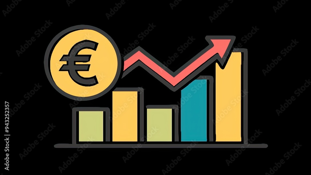Euro Currency Growth Chart with Upward Arrow Euro Currency Growth Chart with Upward Arrow