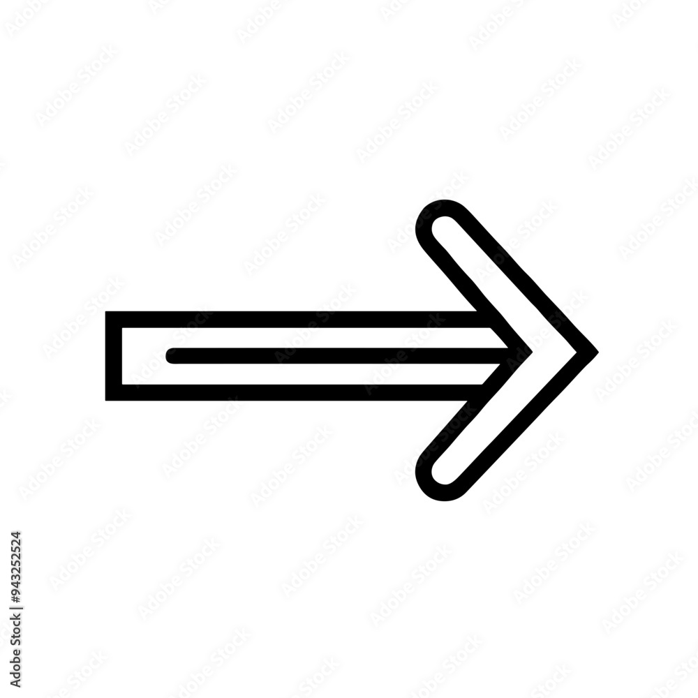 A clear depiction of a right-directed arrow with a tail, designed using a simple line interface, useful for navigation and instructional purposes A clear depiction of a right-directed arrow with a tail, designed using a simple line interface, useful for navigation and instructional purposes