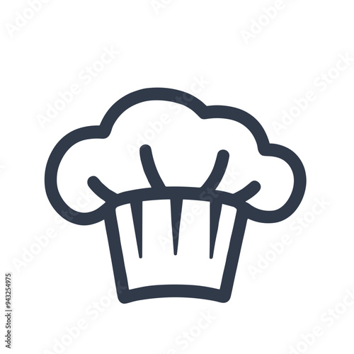 This icon showcases a black or dark gray chef's hat, symbolizing culinary skills and creativity in the kitchen, ideal for restaurants and food lovers alike