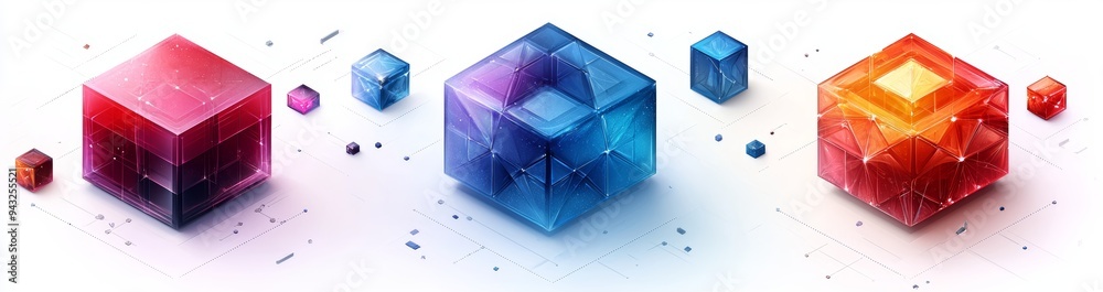 Blue and red glossy glass and plastic icon set in 4x4 square 3d shape for user interface design or smartphone app logo on transparent background Blue and red glossy glass and plastic icon set in 4x4 square 3d shape for user interface design or smartphone app logo on transparent background