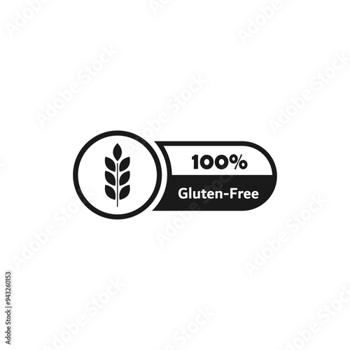 Gluten free icon. 100% gluten free product. No gluten sticker, label, badge, emblem, stamp for food packaging. Healthy and organic food. Vector