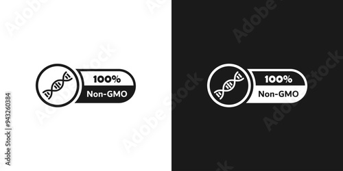 GMO free sticker, label, badge, stamp, emblem or sign. No GMO sticker. Eco, organic food. Sign for products. Vector icon