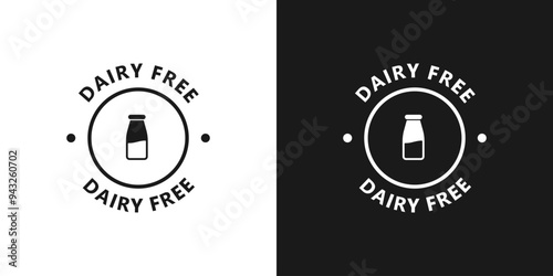 Dairy free icon. No lactose added product label. No dairy. Healthy food sign. Nature product and organic food badge. Vector icon.