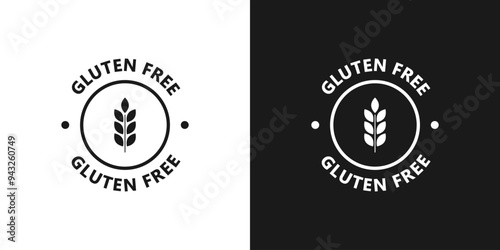 Gluten free icon. 100% gluten free product. No gluten sticker, label, badge, emblem, stamp for food packaging. Healthy and organic food. Vector illustration