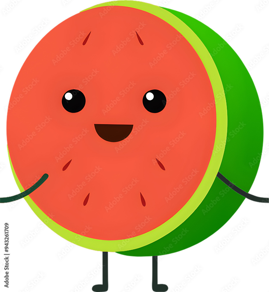 Adorable watermelon character smiles with rosy cheeks. Adorable watermelon character smiles with rosy cheeks.