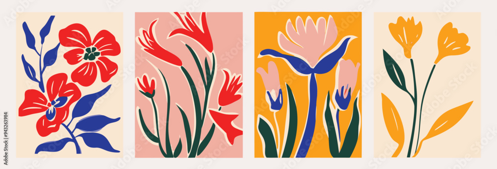 Floral abstract elements. Botanical composition. Modern trendy minimal style. Floral poster. Vector arrangements for greeting card or invitation design Floral abstract elements. Botanical composition. Modern trendy minimal style. Floral poster. Vector arrangements for greeting card or invitation design