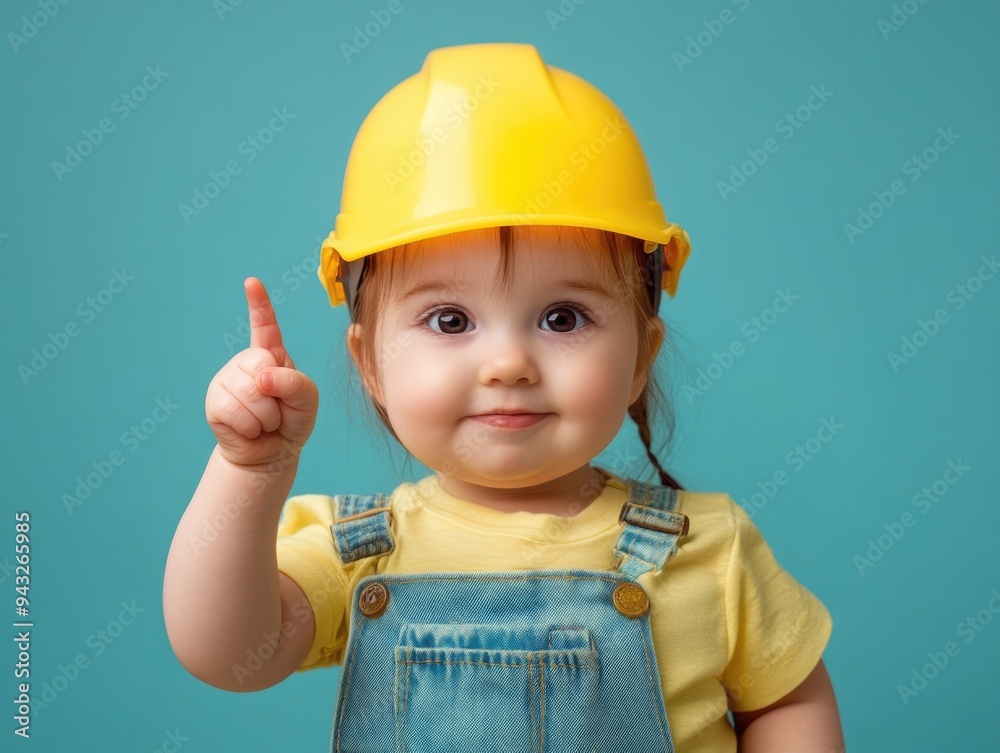 Adorable Toddler in Construction Hat Adorable Toddler in Construction Hat