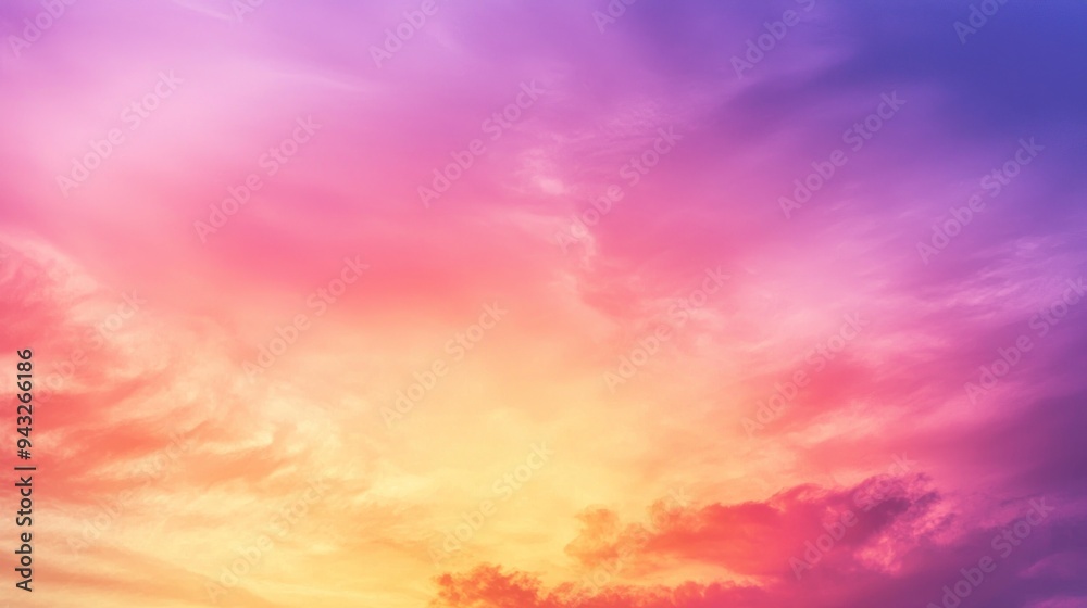 Obraz premium Vibrant sunset sky with gradient colors of pink, orange, and purple clouds Generative AI