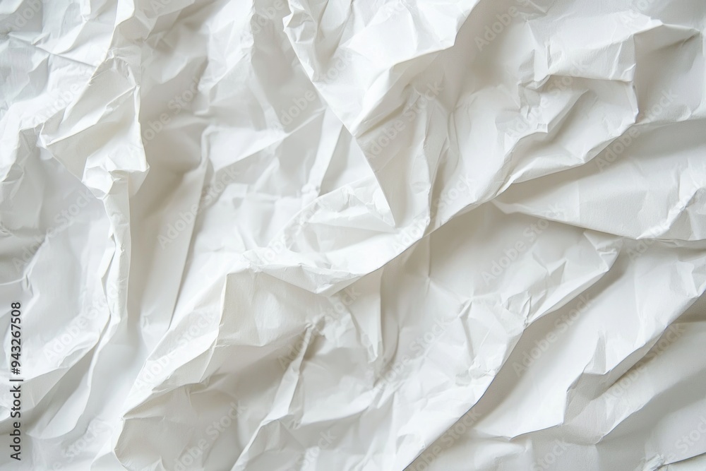 Obraz premium Crumpled white paper texture background with detailed creases and rough surface Generative AI