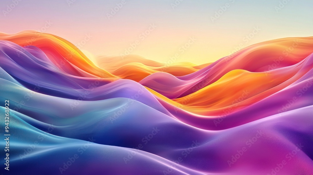 Obraz premium Vibrant multicolored abstract waves with intricate lines and dynamic motion in warm and cool tones Generative AI
