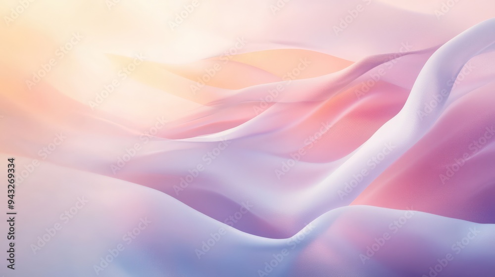 Fototapeta premium Gentle waves of soft pastel colors create a tranquil and inviting atmosphere at dusk