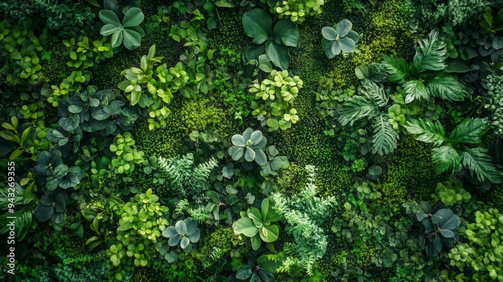 Top view green moss forest nature texture background. AI generative Top view green moss forest nature texture background. AI generative