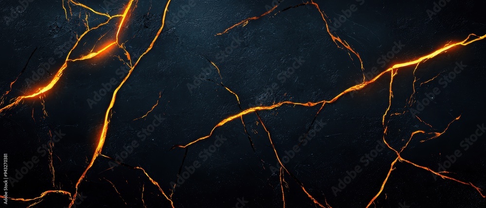 Dramatic Abstract Artwork of Fiery Cracks on a Dark Surface at Nighttime Dramatic Abstract Artwork of Fiery Cracks on a Dark Surface at Nighttime