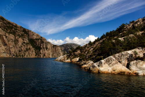 View over the Lysefjord, a fjord in Norway.