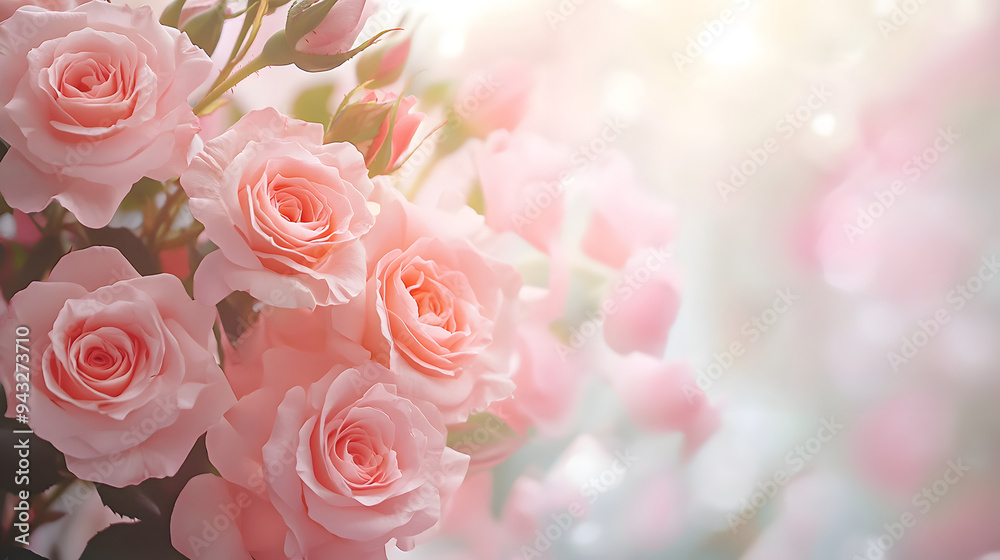 Delicate blooming festive roses and light pink flowers background blossoming rose flower soft pastel frame bouquet floral card selective focus Delicate blooming festive roses and light pink flowers background blossoming rose flower soft pastel frame bouquet floral card selective focus