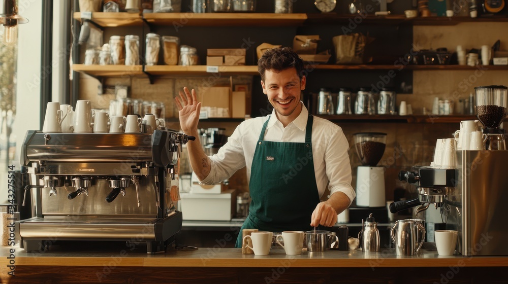 The barista at the cafe The barista at the cafe