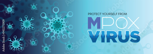 Monkeypox or mpox is a virus that infects humans through transmission from animals. web banner, header, and background cover for orthopoxvirus infectious zoonotic diseases