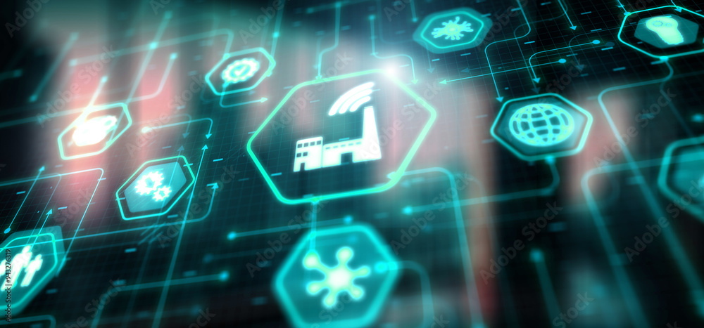 Obraz premium Smart Industry. AI. Artificial Intelligence