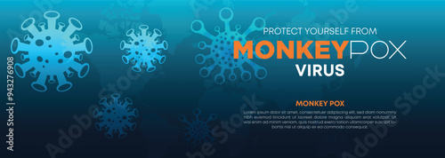 Monkeypox or mpox is a virus that infects humans through transmission from animals. web banner, header, and background cover for orthopoxvirus infectious zoonotic diseases