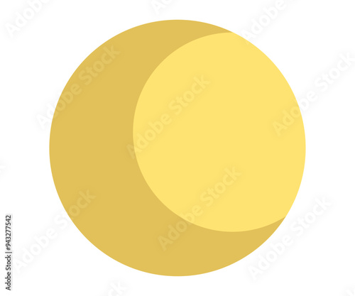 Yellow moon icon, simple and flat, symbolizing lunar phases, night, and celestial objects.