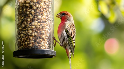 Red-breasted Grosbeak at a Bird Feeder