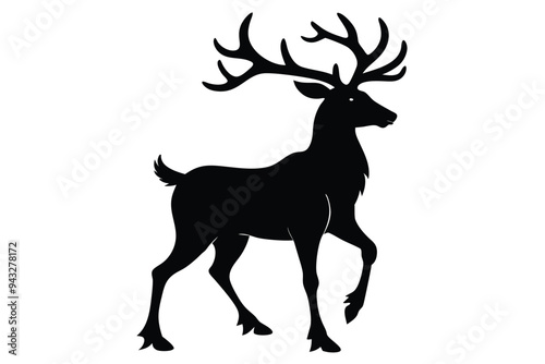 Christmas deer silhouettes on the white background