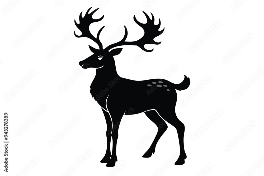 Fototapeta premium Christmas deer silhouettes on the white background