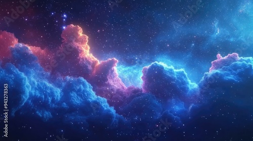 Colorful and beautiful space background in 3D cartoon rendering Starry outer space texture Templates for web mobile devices and applications 3D illustration with a blue backdrop