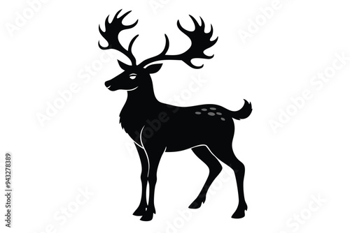 Christmas deer silhouettes on the white background