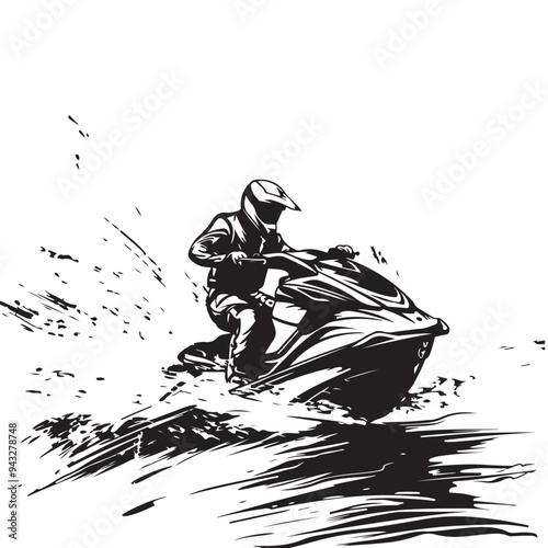 Jet ski Racing in action Vector Illustration Design Stock Vector