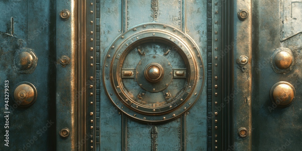 Fantastic steampunk style metal door in a 3D cartoon rendering Fantastic steampunk style metal door in a 3D cartoon rendering
