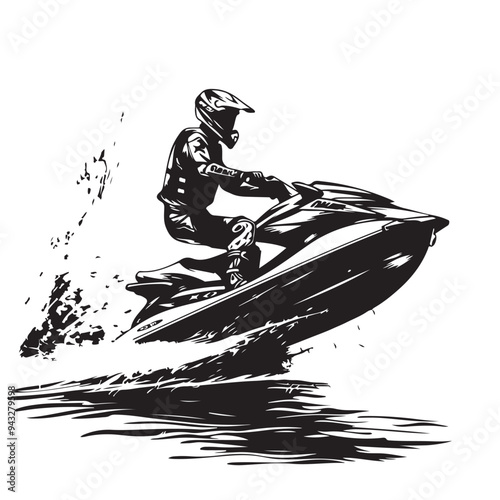 Jet ski Racing in action Vector Illustration Design Stock Vector