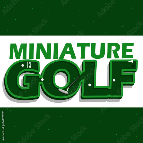 Miniature Golf Day event sport banner. A mini golf formed from the word GOLF with the ball and stick to celebrate on September 21st