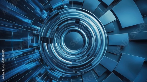 Abstract luxury blue technology background representing data speed and the concept of time. Ideal for use in stage settings, concerts, meditative practices, or video intros and outros.