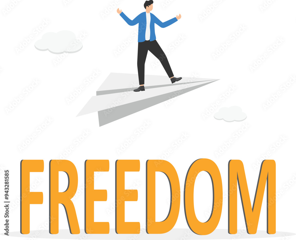 a man in a business suit sails on a paper plan to freedom,
a man in a business suit sails on a paper plan to freedom,