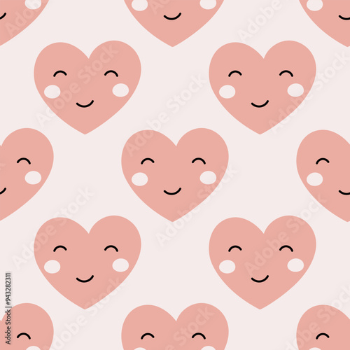 Seamless pattern with pink heart. Heart background for Valentines Day. Childish texture for fabric, textile, apparel, wallpaper. Vector illustration