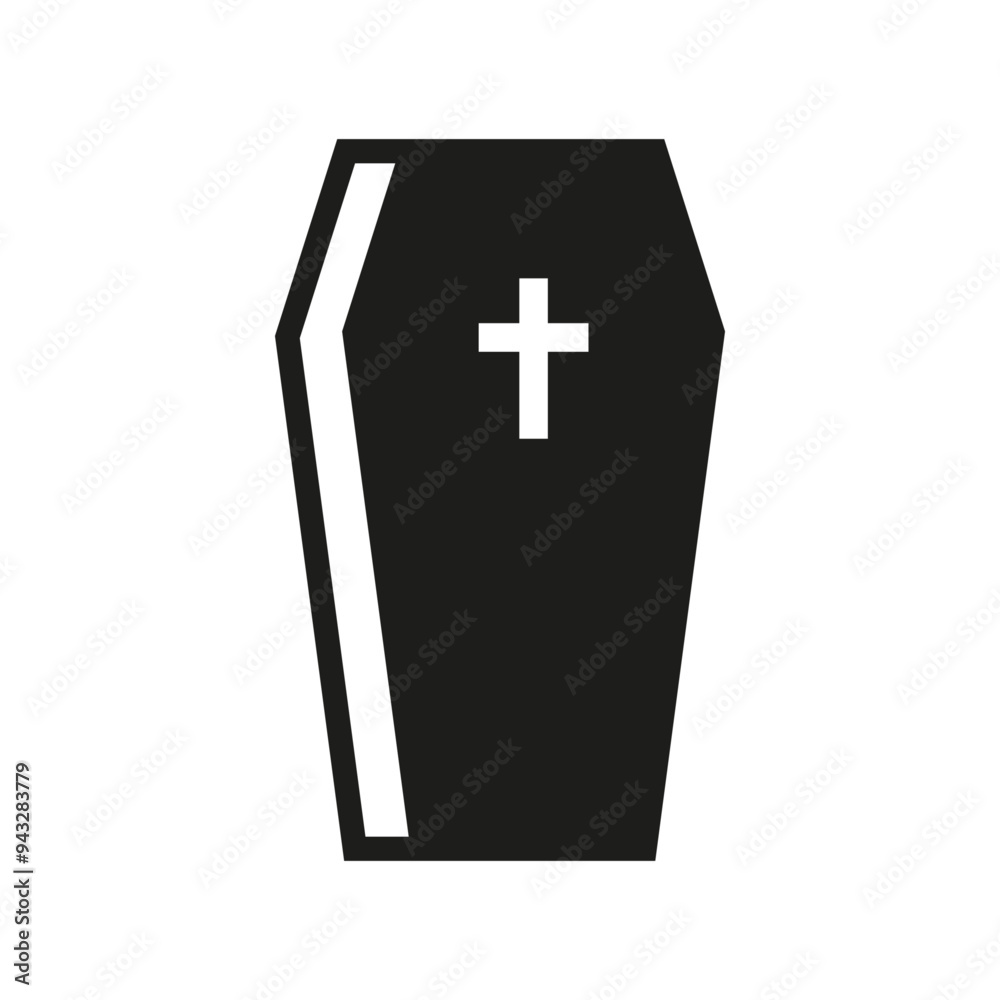 Illustration showing a black coffin icon on a white background Halloween holida Illustration showing a black coffin icon on a white background Halloween holida