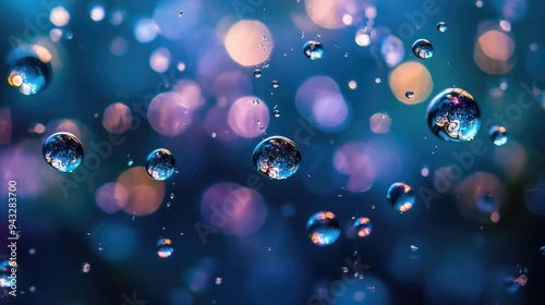 Wallpaper Mural A backdrop filled with diverse water droplets of varying sizes some round and others elongated from surface tension reflecting the surroundings like miniature lenses Torontodigital.ca