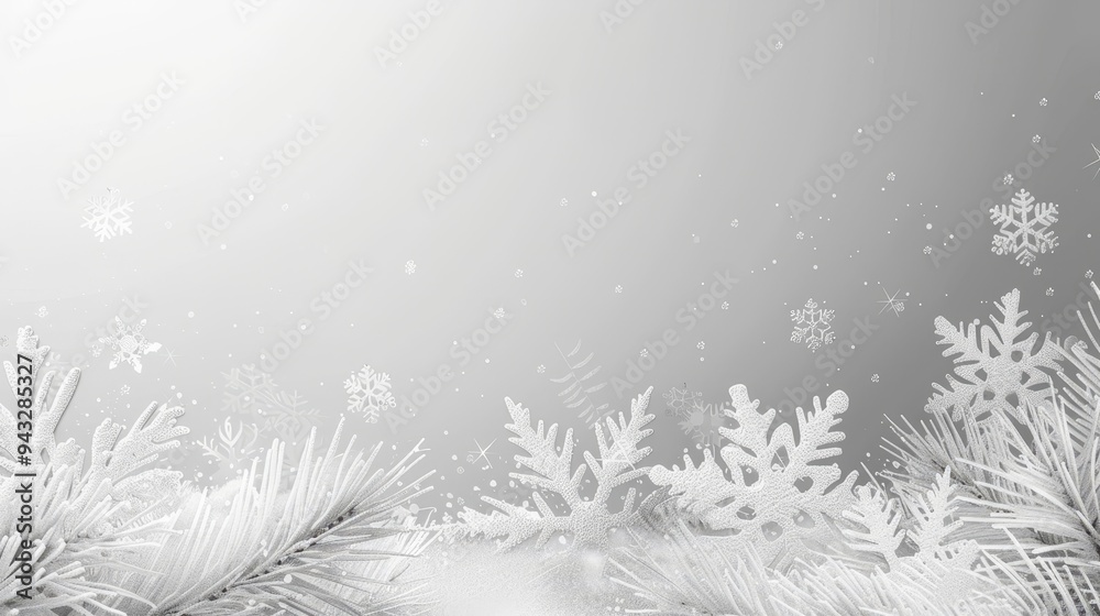 Sparkling White Christmas Snowflakes, Frost, And Pine Trees Create a Magical Winter Wonderland Sparkling White Christmas Snowflakes, Frost, And Pine Trees Create a Magical Winter Wonderland