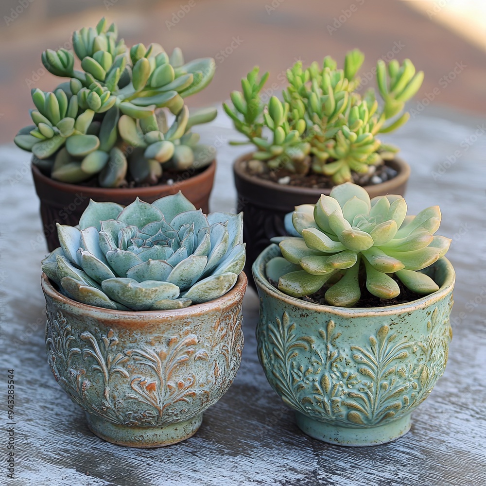 A Group of Pink and Purple Desert Cactus Plant A Group of Pink and Purple Desert Cactus Plant