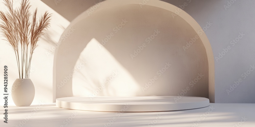 3D rendering of a natural and minimalistic scene suitable for product display and presentation design