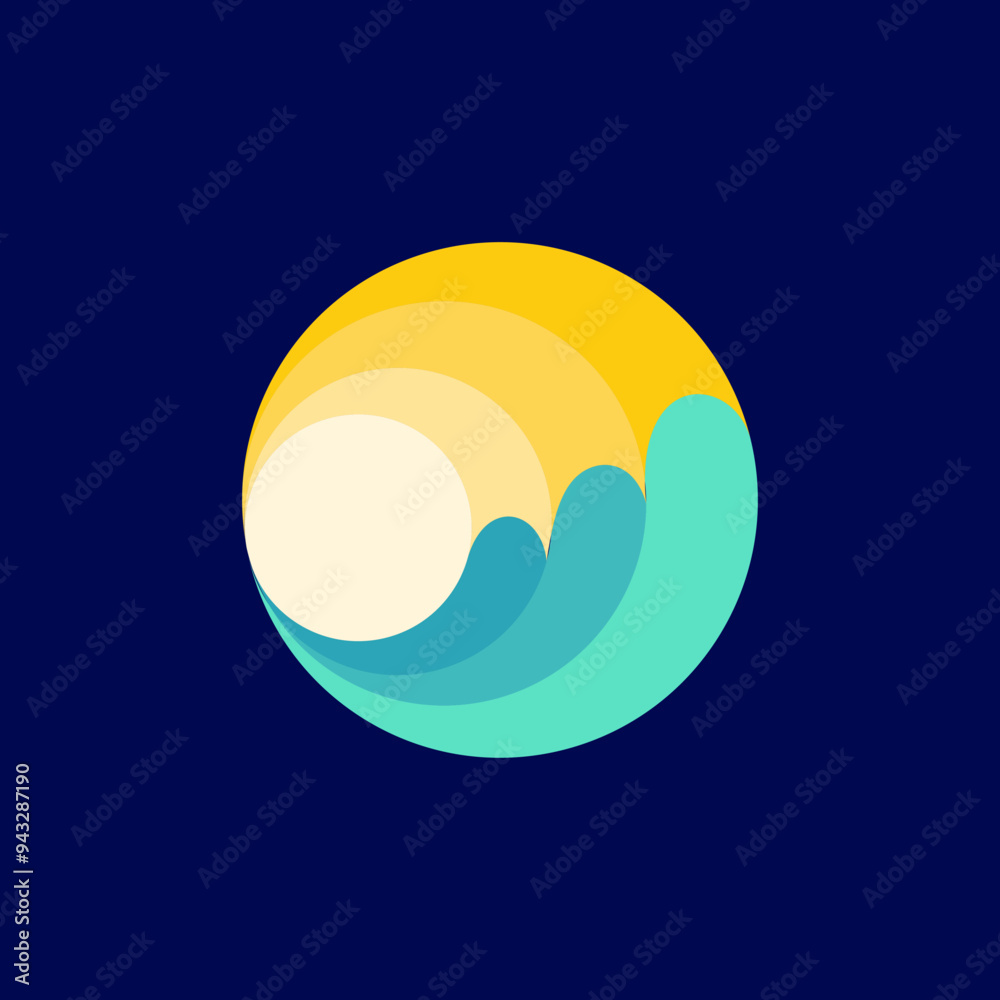 sun and ocean logo, simple concept sun and ocean logo, simple concept