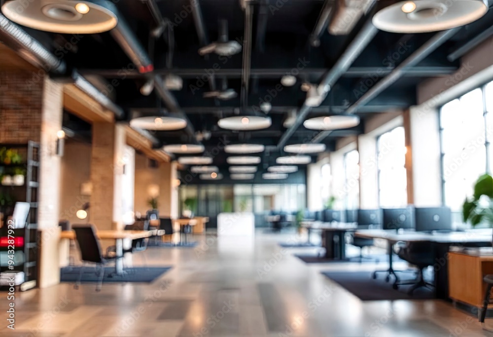 Blur focus modern, contemporary and fashion office interior. Front view of an open space office interior. Bokeh background for meeting and presentation, ai Blur focus modern, contemporary and fashion office interior. Front view of an open space office interior. Bokeh background for meeting and presentation, ai