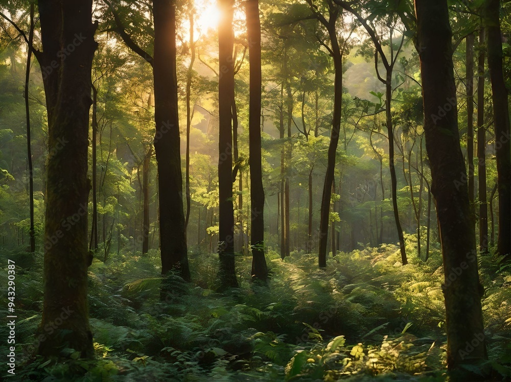 Obraz premium sunset in the forest