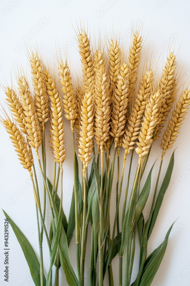 Wheat Ears,  A collection of wheat ears isolated against a white background, showcasing their natural beauty and texture, perfect for agricultural themes